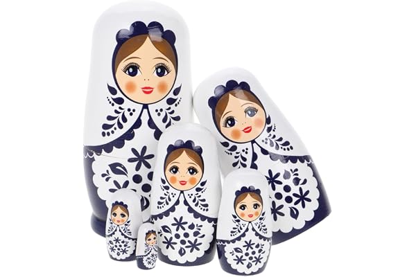 ifundom Poupées Russes gigognes en Bois Faites à la Main, Lot de 6, pour Anniversaire, Noël, Halloween, décoration de la Maison, Cadeau de vœux