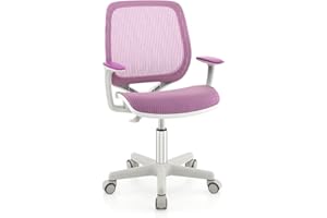 LIFEZEAL Wyściełane krzesło biurkowe dla dzieci, obrotowy fotel dla dzieci, krzesło do biurka z regulacją wysokości od 80 do 92 cm, ergonomiczne krzesło dziecięce do nauki, maks. 75 kg (fioletowe)