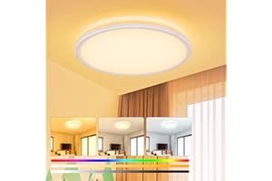MEFINE Plafonnier LED Dimmable Luminaire Plafonnier avec Télécommande 3200LM Lampe Plafond LED Moderne Rond 7 RGB Couleur IP54 Etanche Plafonnier para Salle de Bain, Chambre, Cuisine, Salon, Couloir