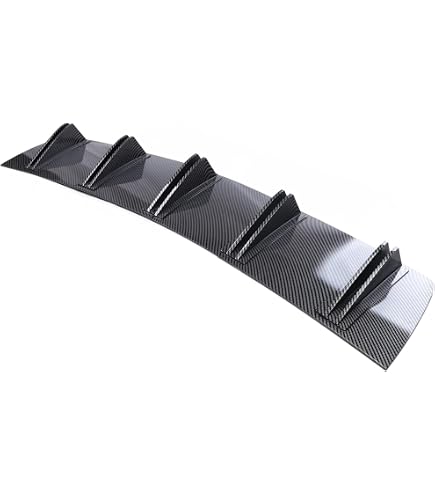 Diffuseur Pare-chocs Arrière Style Aileron Requin - ABS + Fibre Carbone, Pour Look Sportif, 4 Pièces