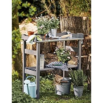 Mygardenlust Pflanztisch Fr Garten Balkon Und Terrasse Gartentisch Mit Ablage Aus Kiefern Holz Blumentisch Rechteckig Pflanzentisch Stabil Und Wetterfest