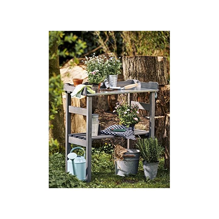 Mygardenlust Pflanztisch Fr Garten Balkon Und Terrasse Gartentisch Mit Ablage Aus Kiefern Holz Blumentisch Rechteckig Pflanzentisch Stabil Und Wetterfest
