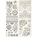 BMC 4 Sheet Set Bling Metallic Gold Silver India Inspired Temporary Body Tattoos