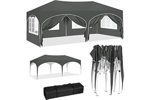 WOLTU Pavillon, Faltpavillon 3x6 m, mit 6 Seitenwänden, Partyzelt wasserabweisend UV-Schutz 50+, höhenverstellbarer Gartenpav