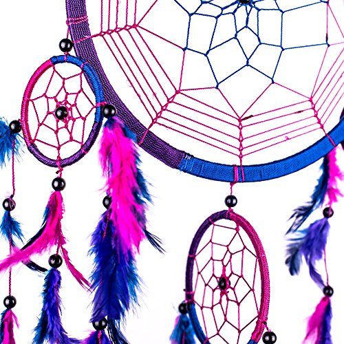 Traumfänger ~ handgemachte traditionelle Royal-blau, Rosa und lila, 22 cm Durchmesser und 60cm lang! - 2