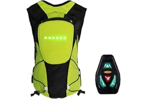 RICHOLYN Réfléchissant Sac À Dos Vélo 5 L Sac À Dos LED Clignotant 500 MAh Cyclisme USB Rechargeable Sac Sécurité avec Signal Lumineux pour Cyclisme Courir (Vert)