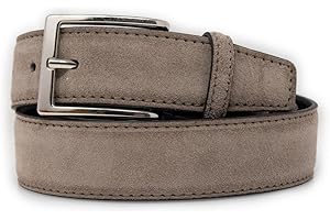Emila Cintura scamosciata uomo in vera pelle cinta camoscio artigianale casual 3,5 cm con fibbia per jeans pantalone abiti da ragazzo made in italy belt classica elegante Vera Pelle