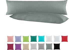 ‎BASATEX BaSaTex Doppelpack Baumwolle Renforcé Seitenschläferkissen Kissenbezug 40x145 | Kissenbezüge für Schwangerschaftskissen aus 100% Baumwolle | Kissenhüllen in Anthrazit