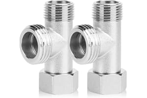 ChAusa 2 Pcs 3 Way T Shape Adapter 3/8 Flared Coupling Extender Tee Valve Connector Copper Joint Splitter with Built-in Sealing Gasket for Faucet, Rinser,Toilet Tank