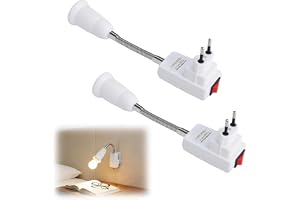 HENGBIRD 2 st. uttag E27-adapter – flexibel svanhals lampa för uttag med EU-kontakt, 20 cm lamphållare med kontakt, värmebest