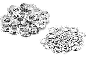 Mcoser 50 Sets Silver Grommet Kit 10mm Metal Eyelets Grommets with Washers for Leather Clothing Shoes Belt Bag DIY Project