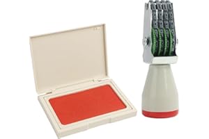 JECDFS Timbro Numerico Regolabile a 4 Cifre con Simboli 0-9 (10 Cifre), Timbro in Gomma per Ufficio, Rotella di Rotolamento, Inchiostro Rosso Durevole, per Documentazione e Organizzazione - Rosso