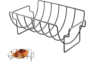 RITTE Parrilla Para Costillas, Parrilla Para Costillas Para Barbacoa, Soporte Para Costillas Barbacoa Metal Antiadherente Multifunción Para Herramientas Barbacoa Al Aire Libre, Capacidad Para 6 Costillas