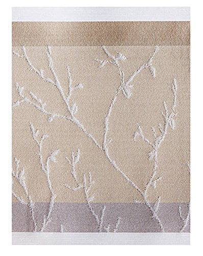 Dekoschal Voile-Qualität mit Jacquardwebstreifen. Webstreifen mit Ästemotiv, mit Kräuselband Größe: 145 x 140 cm in Beige - 2