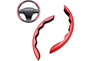 CGEAMDY Processus Fibre Carbone Protection Volant Segmentée Universelle, Couvre Volant Voiture en Fibre de Carbone pour Voitures et Camions, Housse de Volant en Fibre de Carbone (Rouge)
