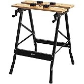 DURHAND Portable Folding Workbench 22x62x75cm Natural Black | Folding Work Table, 4 Clamps, Saw Holes, Home Use Carpentry, Ir