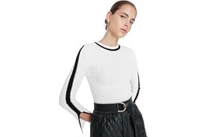 Trendyol Maglione Aderente A Righe Girocollo Maglia di Tuta Donna