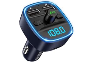 ORIA Bluetooth 5.3 Car Adapter, Radio Receiver Audio FM Transmitter, Universal Car Charger for 12V/24V Cigarette Lighter, Music Player Supports TF Card & USB Disk