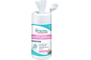 WYRITOL - Lingettes Désinfectantes Mains - Nettoyantes - Sans Rinçage ni Essuyage - Élimine Bactéries & Virus - Fabrication Française - Boîte de 100 Lingettes