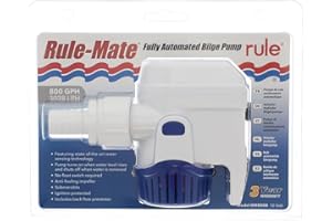Rule Mate RM800B Automatic Submersible Bilge Pumps 12V - 800GPH with Auto Sense Intelligence - Thermal Cut-Off & Backflow Prevention - Compact Design for Boats - Easy Install Threaded Discharge