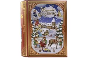 your castle Caja de hojalata en forma de libro navideño Heavenly Christmas en ROJO Caja para galletas, caja decorativa retro, muy grande para almacenamiento, aprox. 24,5 x 21 x 9 cm Volumen: 3 L