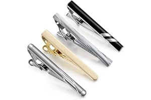 Wynameleri Multi-Pcs Tieclips Set for Men Tie Bar Clip Set for Regular Ties Necktie Wedding Business Clips with Box, Father's Day pre-sent, Silver Tie Bar & Gold Tie Clip for Men
