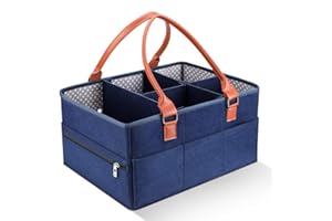 Tnfeeon Couche de bébé caddy lingettes sac portable table à langer organisateur pépinière panier de rangement avec compartiments modifiables