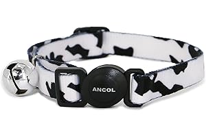 Ancol Camo Safety Cat Collar in Black/White - Comfortable Pet Accessory with Break Away Buckle - Kitten Training Neckband
