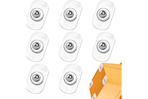 TRVL FIELDER Self Adhesive Mini Caster Wheels, Ball Casters for Kitchen Appliance, 360° Swivel Universal Wheel Roller Castors, Sticky Pulley for DIY, Trash Can, Small Appliance (8, Clear)