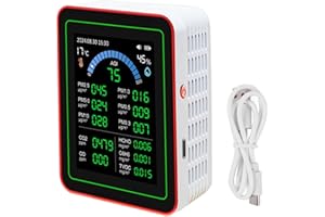 EUJGOOV Rilevatore Qualità Aria 18 in 1 per CO2 TVOC HCHO PM2.5 PM10 Temperatura Umidità Display LCD Batteria Casa
