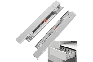 BOUFEIDA Unterflurführungen Bodenmontage Schubladenschienen, 1 Paar 400 mm Schubladenauszüge Schubkastenauszug Vollauszug, Schubladenschienen mit Dämpfung, Teleskopschienen für Die Bodenmontage