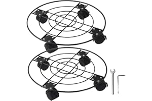 GARTOL Metal Planter Caddy - Heavy Duty 13'' Iron Round Plant Stand on Wheels, Garden Flower Pot Rack on Planter Mover, Potted Plant Dolly for Outdoor & Indoor Trolley casters Rolling Coaster Black.