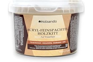 Holzando® Holzkitt Feinspachtel für Holz, OSB und Wände - Holzspachtelmasse, Holzspachtel, Fensterkitt, Wood Filler, Holzpaste, Spachtelmasse Holz, Holzfüller 1Kg Kiefer dunkel 90