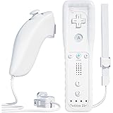Remote Controller for Wii, TechKen Built-in 2 in 1 Motion Plus with Silicon Case and Nunchuck((White)