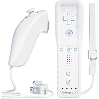 Remote Controller for Wii, TechKen Built-in 2 in 1 Motion Plus with Silicon Case and Nunchuck((White)