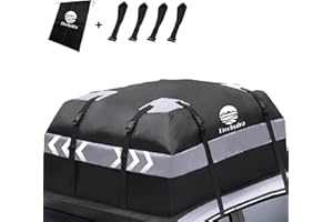 ‎ETECHYDRA Etechydra Dachboxen Auto Dachtasche, 15 Kubikfuß Wasserdichter Dachbox Faltbare Auto Dachkoffer Gepäckbox Dachbox Dachgepäckträger Tasche, Schwarz Dachboxen mit 4 Gurten Passend alle Autos
