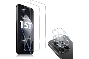 HidWee Schutzfolie Kompatibel mit Xiaomi 15T / Xiaomi 15T Pro für Panzerglas, 2 Stück Schutzglas & 2 Stück Kamera Schutzfolie, HD 9H Härte Anti-Kratzer Anti-Bläschen Displayschutzfolie & Kameraschutz