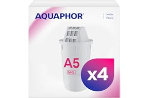 AQUAPHOR Filterkartusche A5 Pack 4 mit Magnesium I Filtert Kalk & Chlor sowie Schwermetalle & andere Stoffe I 350l klares Wasser I Mit AQUALEN Technologie I Besseres Essen & Trinken