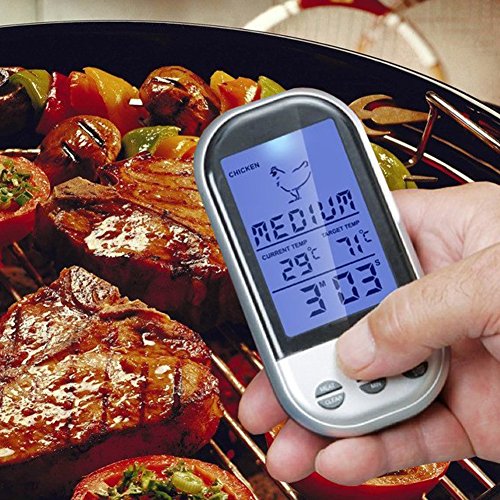 Bratenthermometer Ofenthermometer Grillthermometer Digital Timerfunktionen bis 250°C für Backofen, BBQ, Grill LianLe (Ohne Batterie)