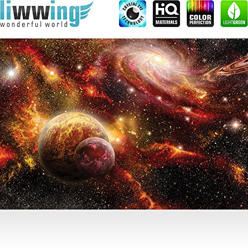 Vlies Fototapete 416x254cm PREMIUM PLUS Wand Foto Tapete Wand Bild Vliestapete – Himmel Tapete Weltraum Weltall Galaxy Sterne Planeten Himmel orange – no. 1379 - 2