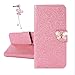 Price comparison product image Xifanzi Wallet PU Leather Case for Sony Xperia XA1 Pink Glitter Sparkly Flip Case Cute White Butterfly Design Folio Stand Luxury Purse Flip Card Pouch Stand Cover with Magnetic Buckle Protective Cell Phone Cases for [Sony Xperia XA1]