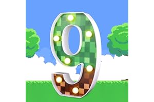 BTFO Podswietlany Numer Pikselowy, 21,8cm Wzór Pikselowy LED Swiecace Numery Dekoracja Imprezy z Gra Pikselowa Dekoracja Swietlna z Wzorem Pikselowym do Przyjecia Urodzinowego Weselnego (Numer 9)