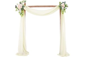 PCSCEVCR Wedding Arch Drapes, 18ft Chiffon Wedding Banquet Draping Fabric Backdrop Curtain Drapery for Wedding Archway Ceremony Party Decor (Beige)