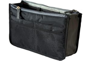 Brilliance Co Organizador De Bolso De Mano, Forro, Inserto, 12 Bolsillos Bolsos Divisiones - Negro