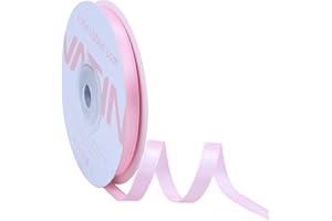 VATIN Double Sided Pink Satin Ribbon Polyester 6mm X 23m(25 Yards) Perfect for Gift Wrapping,Hair Bow,Party Balloon Trimming, Cake Decoration Sewing and Other Craft Projects