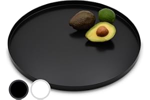 ‎D&D LIVING D&D Living® Deko Tablett Rund Ø 40 cm | Design Dekoteller und Dekotablett aus Metall (Schwarz matt)