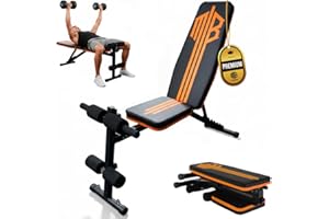 ManiBoom Banco Musculación PLEGABLE para Entrenamiento en Casa Banco de Pesas Robusto con Altura Ajustable 7 Niveles Tabla de Abdominales Cómoda y Fácil de Montar Maquina Gym Carga Máxima de 250KG