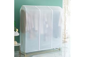 BBAUER Copri Stand Appendiabiti, Grande Sacchetto per La Polvere Appeso Traslucido, Sacchetti per Riporre I Vestiti Appesi con Cerniera, per Abiti e Cappotti