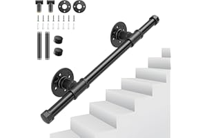 Main Courante pour Escalier, Couleeur Rampe Escalier Intérieur Exterieur Galvanisation Industrielle Antidérapante Poignée Rambarde de Sécurité Support Banister Pour Sécurité Balcon Couloir (0.5M)