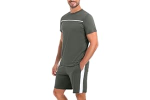 Marvmys Pijama Hombre Verano 100% Algodón Corto Pijamas Hombre Mangas Cortas 2 Piezas con Camiseta y Pantalones Cortos Conjunto de Pijama para Hombre S-XXL
